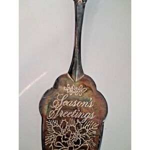 Vintage 1995 Avon Seasons Greetings Silver Plated Pie Cake Server 10" Tree